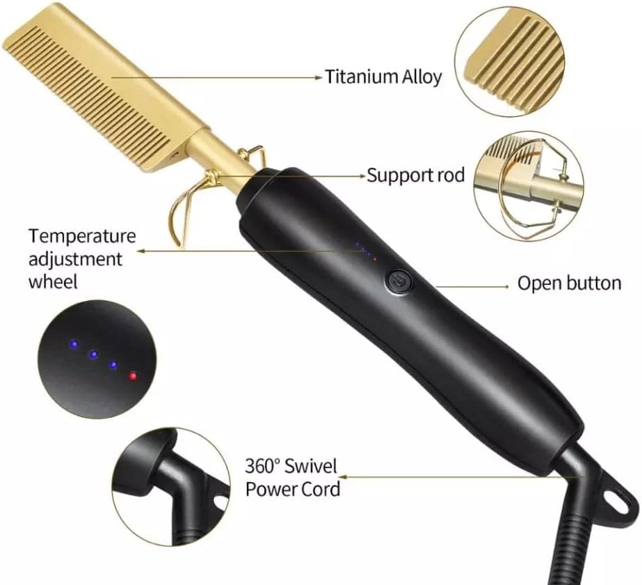Heating Comb Straightener Electric Hot Comb Flat Iron Hair Straightening Brush Smoothing Iron Comb Hair Straightener Brush