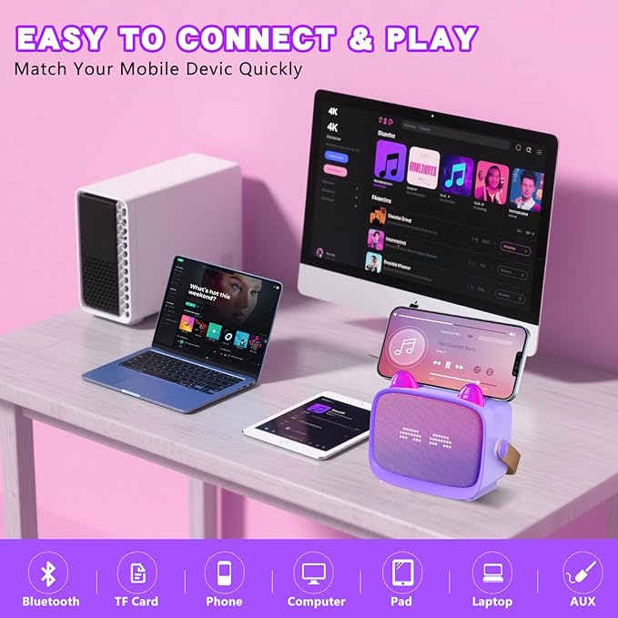 Mgaolo Upgraded Mini Karaoke Machine Toy for Kids, Portable Bluetooth Speaker with 2 Wireless Mics,