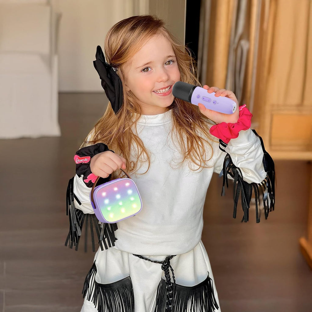 Mini Karaoke Machine for Kids Adults, Portable Bluetooth Speaker with 2 Wireless Microphones, TOP Kids Toys Birthday Gifts for Girls Ages 4, 5, 6, 7, 8, 9, 10, 11, 12+ Years Old (Lightpurple)
