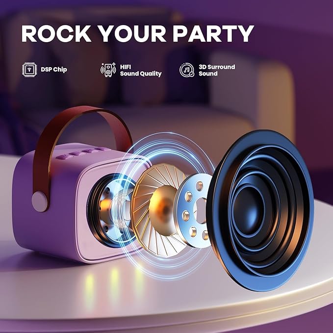 Mini Karaoke Machine for Kids Adults, Portable Bluetooth Speaker with 2 Wireless Microphones, TOP Kids Toys Birthday Gifts for Girls Ages 4, 5, 6, 7, 8, 9, 10, 11, 12+ Years Old (Lightpurple)