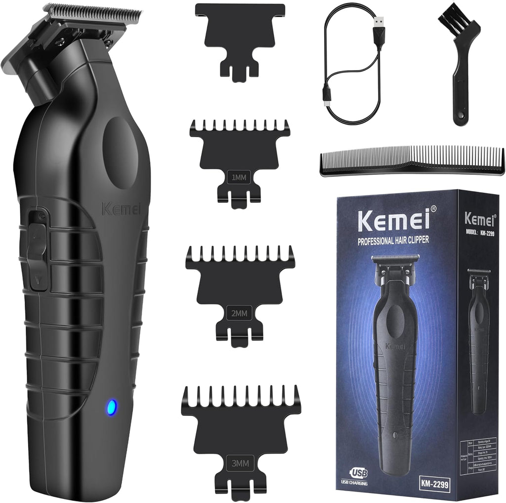 KEMEI 2299 Hair Trimmer Professional Hair Clippers for Men Cord/Cordless Hair Cutting Kits, Zero Gapped Trimmers, T Blade Barber Clipper with USB Rechargeable